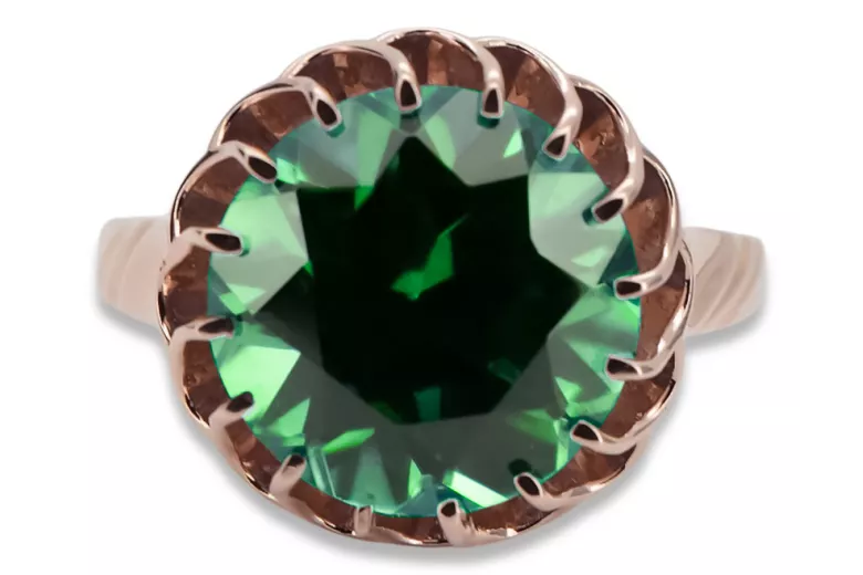 Emerald Original Vintage 14K Rose Gold Ring Vintage craft vrc035r